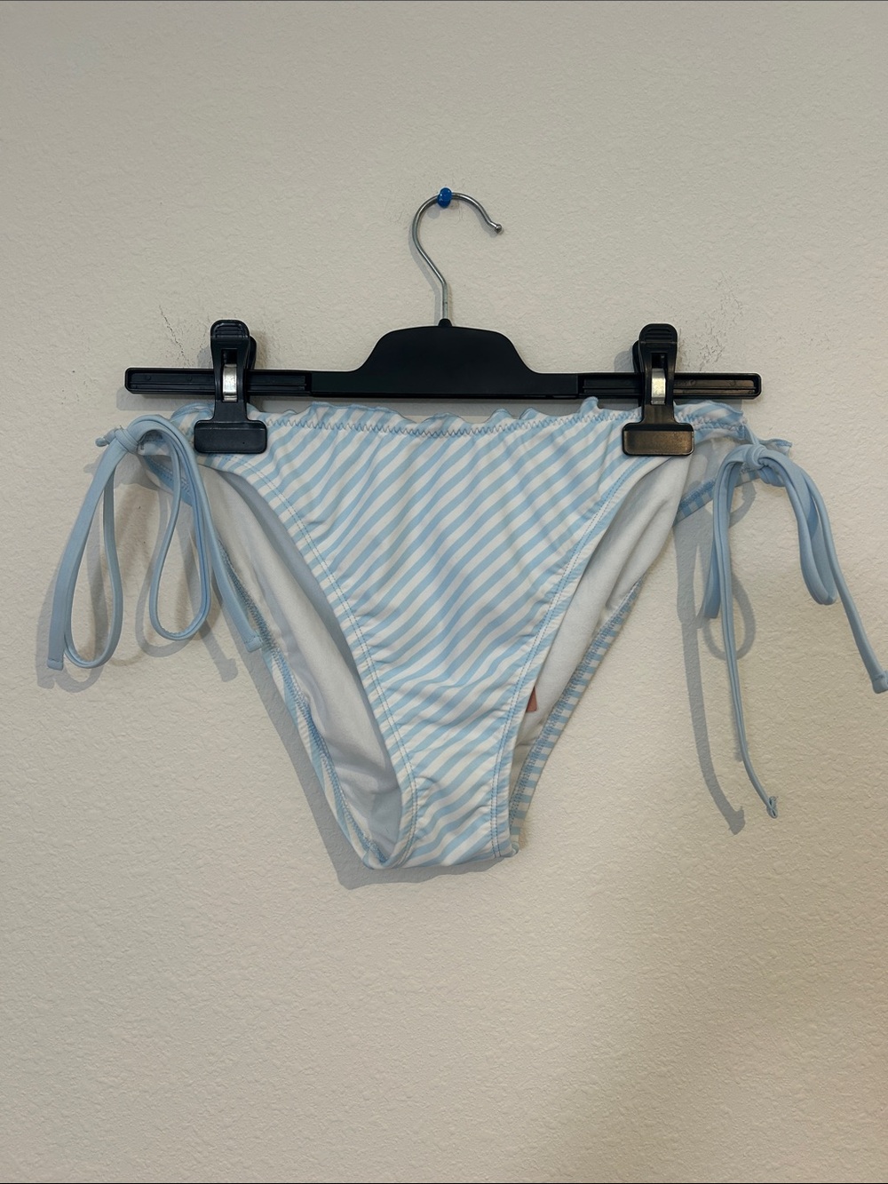 Shade & Shore Light Blue and White Striped Tie-Side Bikini Bottoms